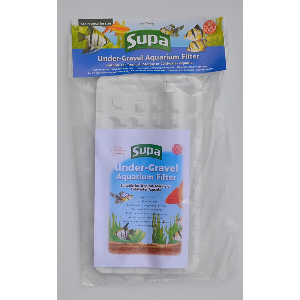 Supa Under Gravel Aquarium Filter, 43 x 23 cm, Suitable For Tropical, Marine or Cold Water Aquariums/Fish Tanks, Made In The UK