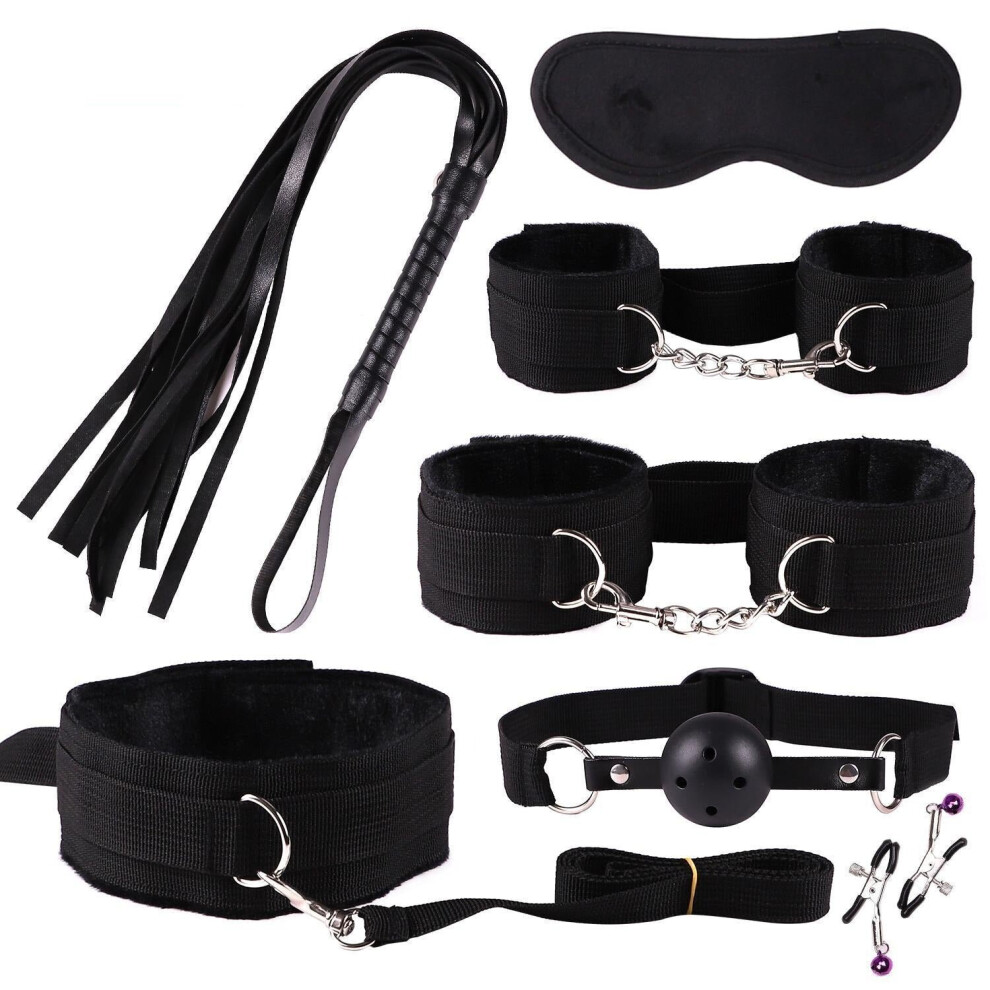 Leather Sex Toys For Adult Game Erotic BDSM Set Sex Kits Bondage Handcuffs Sex Game Whip Gag SM Bdsm Toys Nipple Clamps