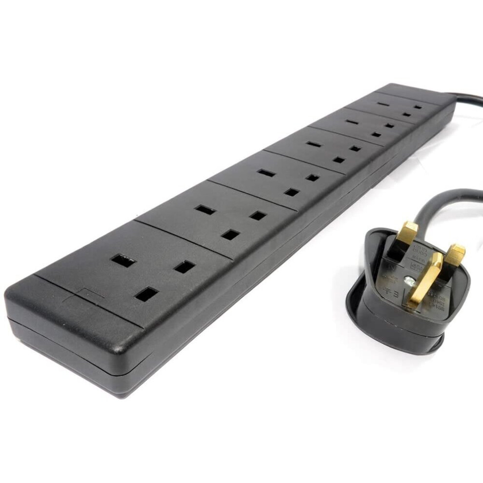 Pro Elec Pl09199 6 Gang Extension Lead With 2M Cable - Black 5053184170057