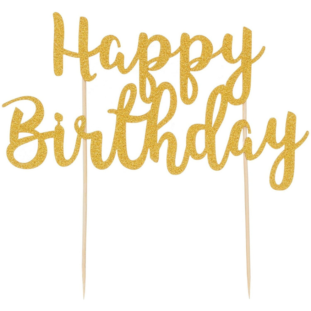 Mason Cash 2008.224 Happy Birthday Cake Topper Glitter Gold