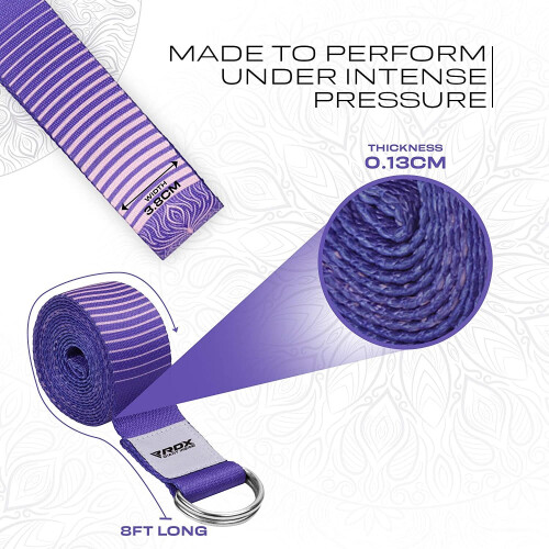 (Design 12) RDX Yoga Strap Adjustable + D-Ring Buckle Durable 2