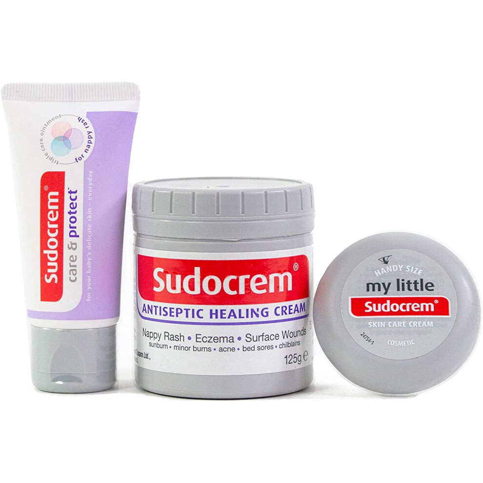 Sudocrem Nappy Rash Kit - Includes Care & Protect 30G + Antiseptic Healing 125G + My Little 22G - Nappy Rash Tr Cream
