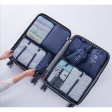 (Navy) 8 Pieces Set Luggage Suitcase Travel Storage Bags