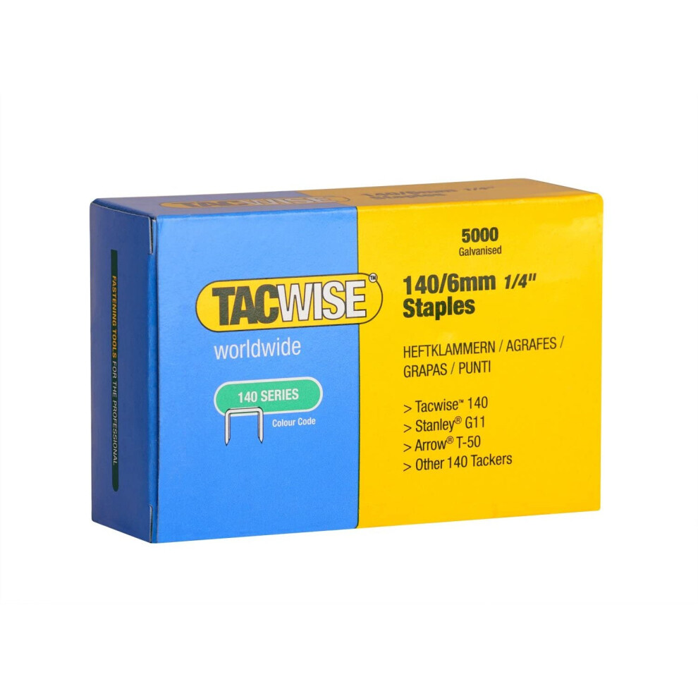 Tacwise 0340 140/6 Mm Galvanised Staples - Box Of 5,000 5018505555104