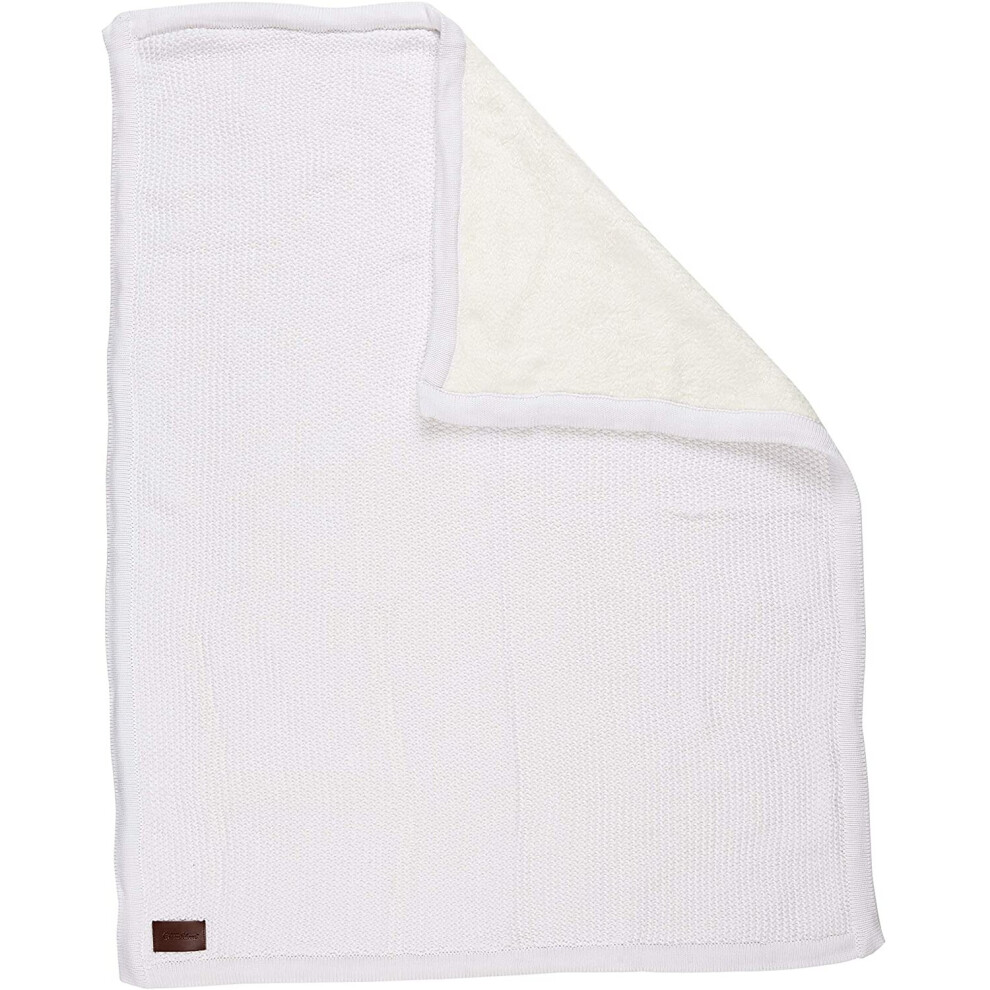 The Little Sheep Knitted Baby Blanket With Fleece Lining - Made With Organic Cotton - Green/White The Little Green Sheep
