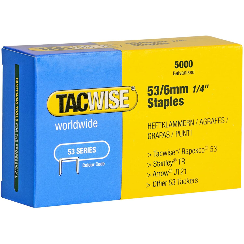 Tacwise 0331 53/6Mm Staple Galvanised, 6 Mm, Set Of 5000 Pieces 5018505555401