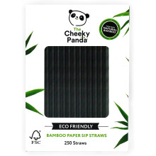 The Cheeky Panda – Bamboo Paper Black Sip Straws | Pack of 250 Straws | Perfect for Cocktails, 100% Biodegradable, Plastic-Free, Eco-Friendly, Stron