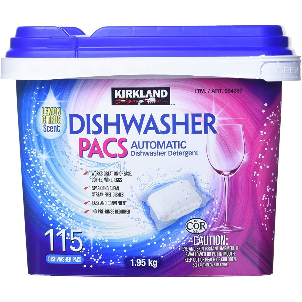 Kirkland Signature Premium Dishwasher Detergent Pacs, 115-count