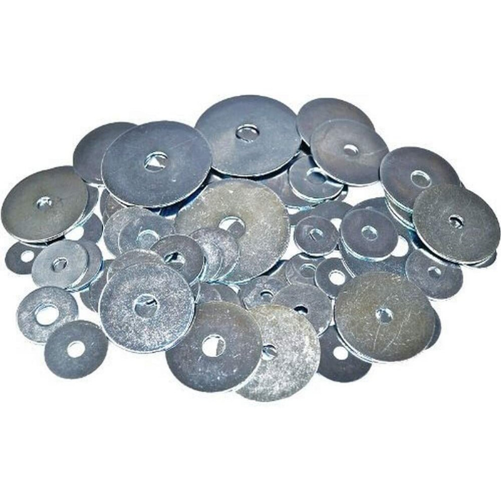 Merriway BH00910 Workshop Assortment of Penny Repair Mudguard Washers-Pack of 70 Large Flange, Silver-image-OPC-P8RP99B-NEW