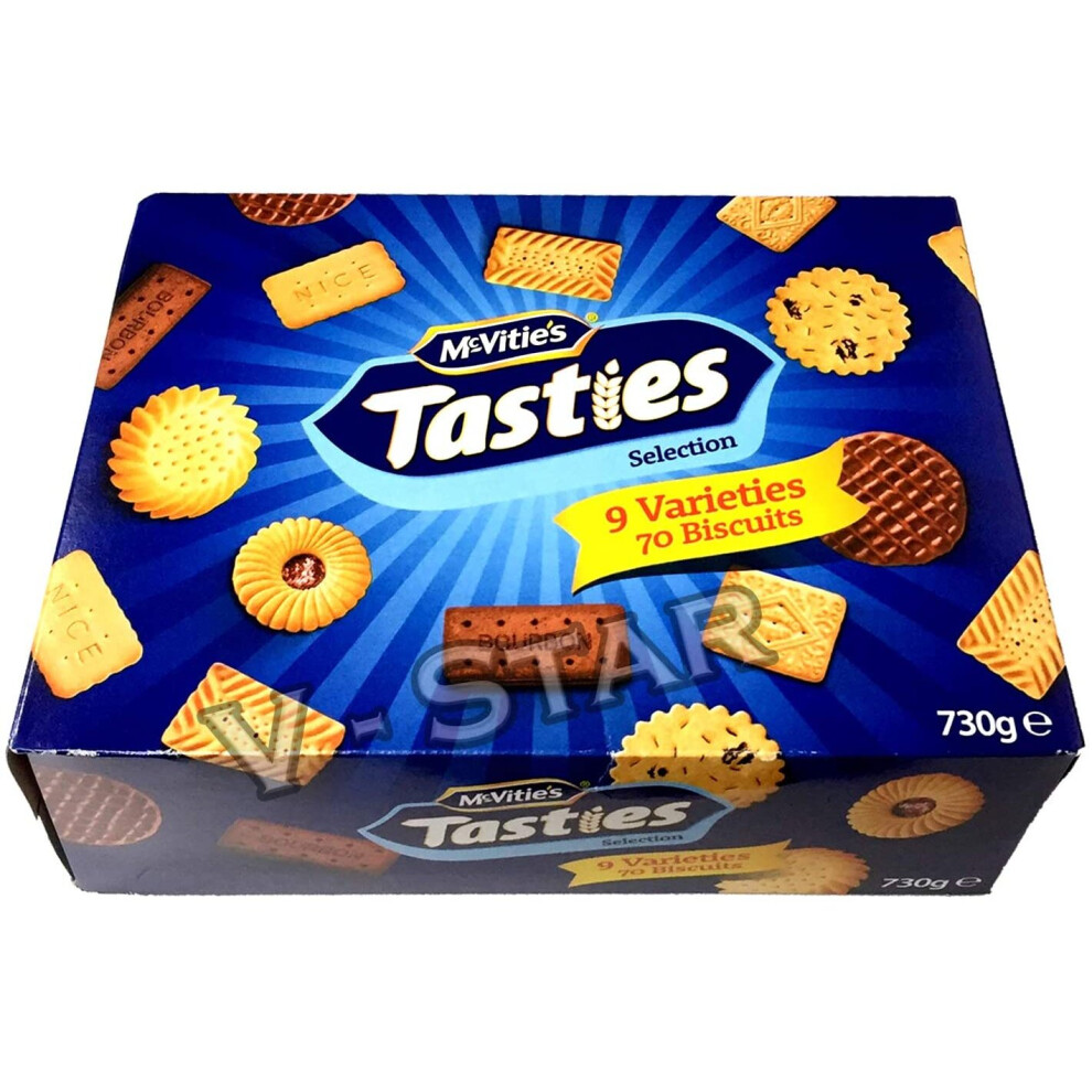 MCVITIE'S TASTIES Selection 730g - 9 Varieties 70 Biscuits Box