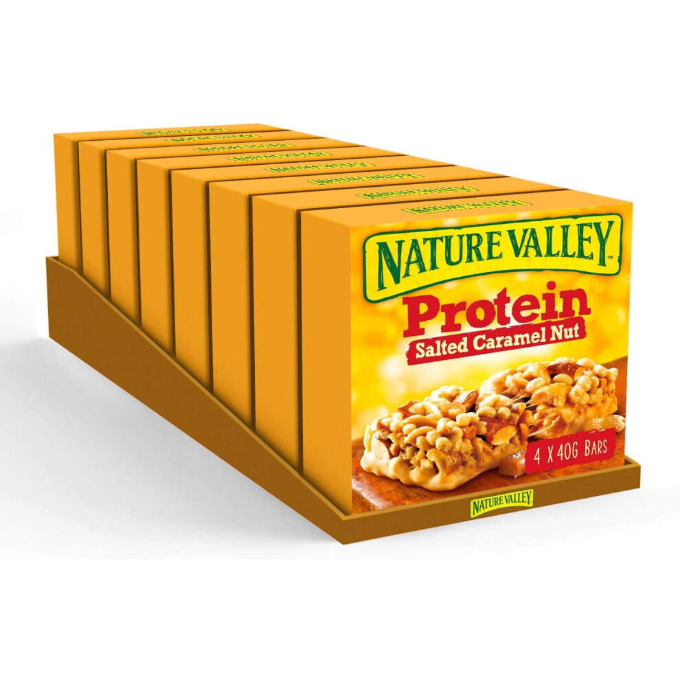 Nature Valley Protein Salted Caramel Nut Gluten Free Cereal Bars 4 x 40g (Pack of 8, total 32 Bars)