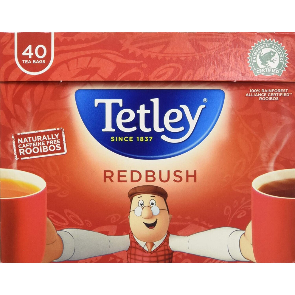 Tetley Redbush Pure Tea Bags, Pack of 6, 40-Count