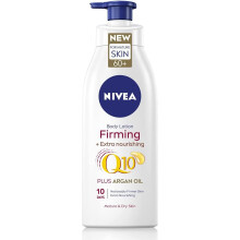 NIVEA Firming Body Lotion Q10 + Argan Oil (250 ml) - Nourishing Moisturiser for Firmer, Hydrated Skin