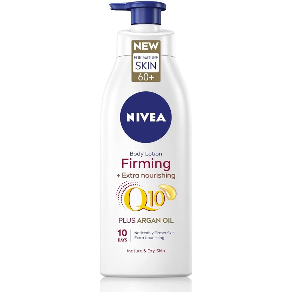 NIVEA Firming Body Lotion Q10 + Argan Oil (250 ml), Nourishing Firming Cream with Q10 & Argan Oil, NIVEA Moisturising Cream for Firm Skin