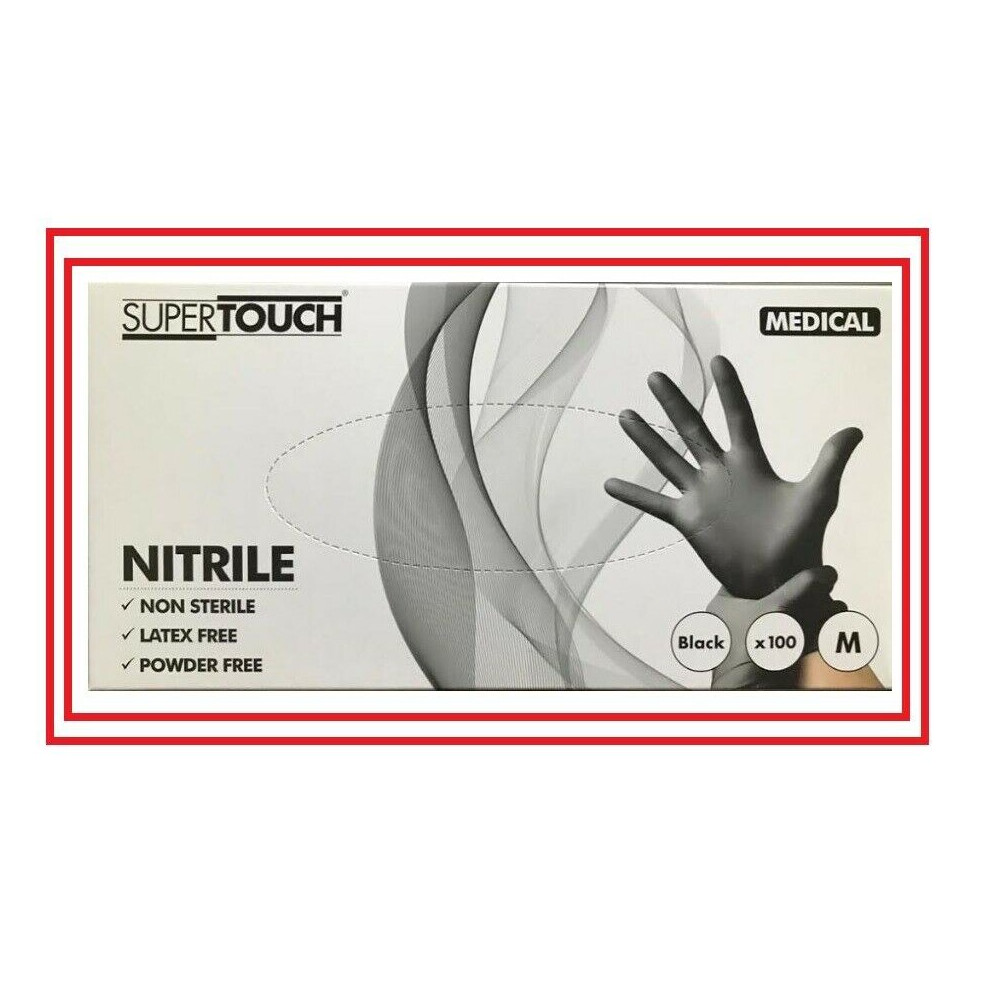 Supertouch Nitrile Powder & Latex Free Black SIZE M Medical Gloves