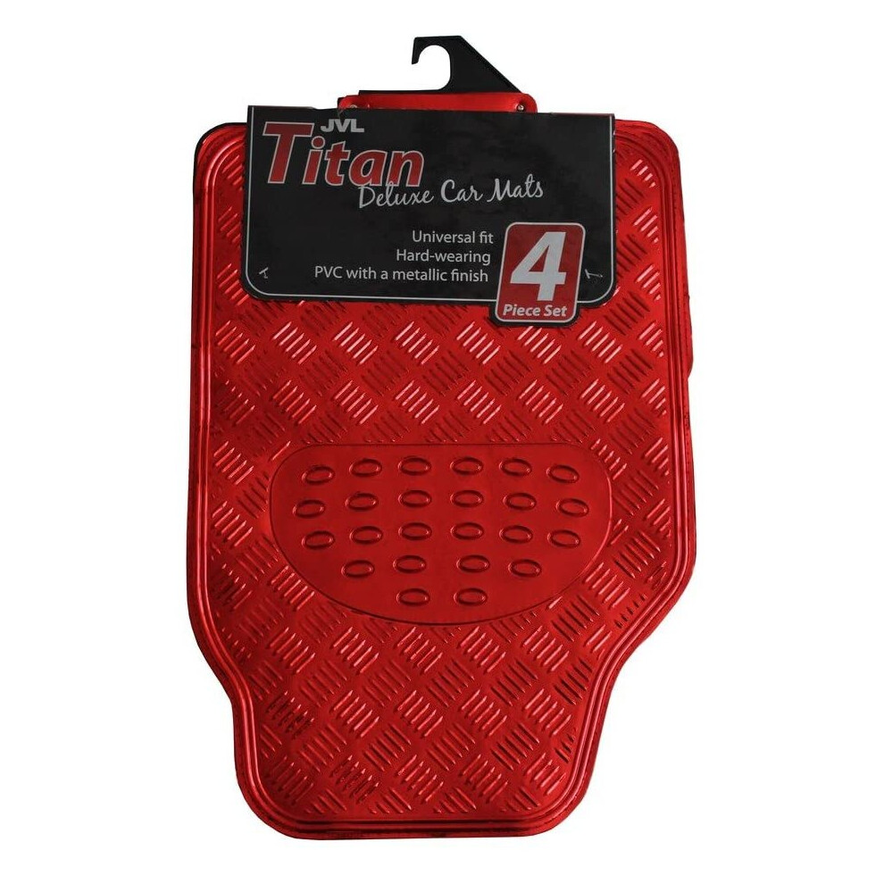 Jvl 01-692 Titan Metallic Universal Rubber Backed Car Mat Set, 4 Pieces, Red 5017440016923
