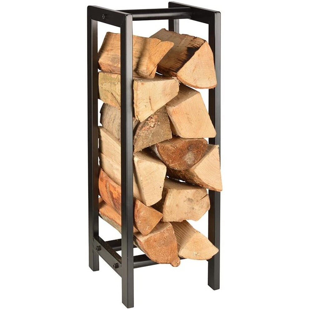 Esschert Design Wood Storage Rack and Carrier Black Firewood Log Rack Carrier