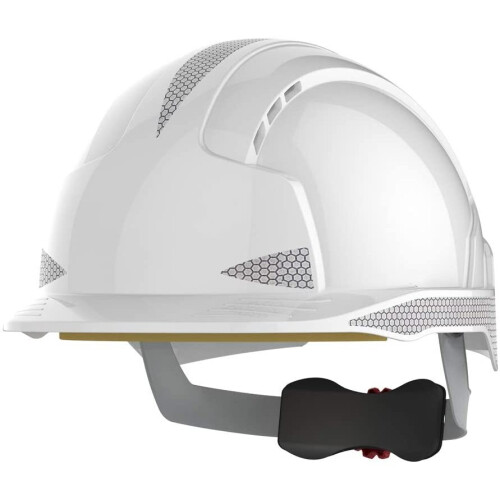 JSP EVOLite One Size Safety Helmet with Wheel Ratchet and Refelctive CR2 - White - Vented - (AJB170-400-100)