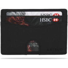 AKIELO Minimalist RFID Blocking Card Holder and Gift Box – Mens Credit Card Wallet – Compact and Slim Wallet (Echo Collection)