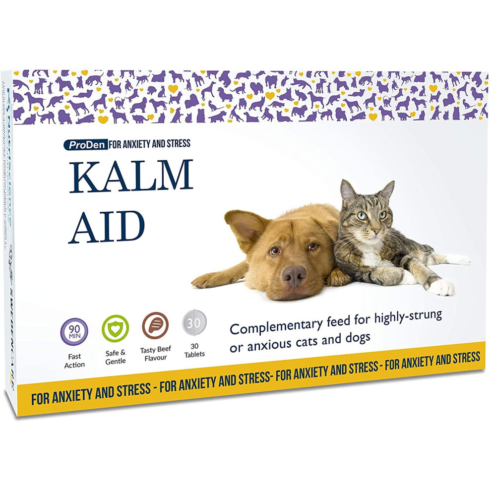 KalmAid Tablets 30 Pack for Dogs and Cats, Calming Supplement
