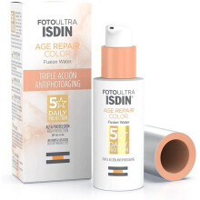 ISDIN FotoUltra Age Repair Color Fusion Water SPF 50 - Tinted facial sunscreen | Triple anti-aging action | Natural coverage, 50 ml