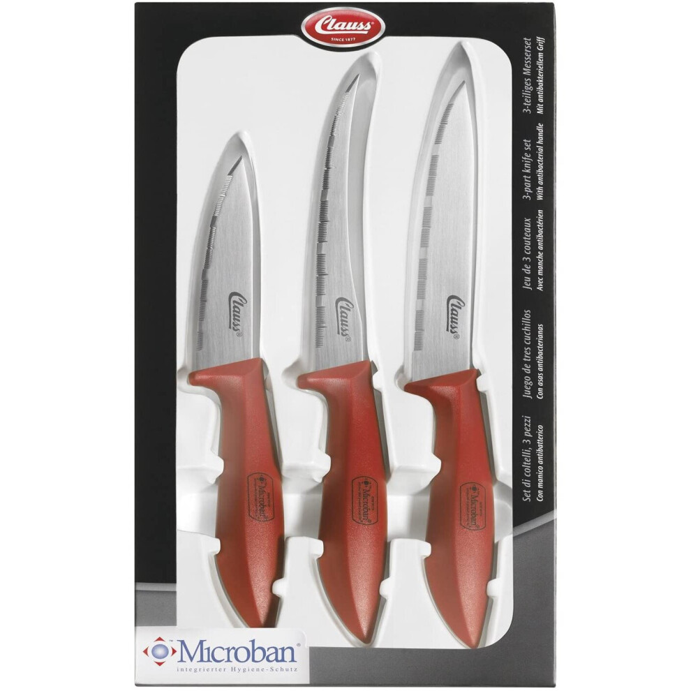 Clauss Microban Knife Kit - Red (Pack Of 3)