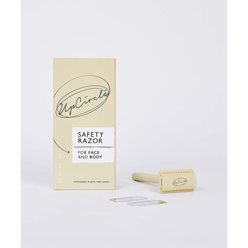 UPCIRCLE No Plastic Safety Metal Chrome Unisex Zero-Waste Beauty Razor with 2 Free All Double Edge Blades for Women & Men, Grey-image-OPC-P8RPSKZ-NEW