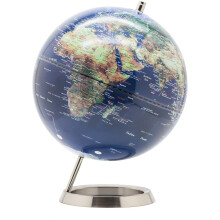 EXERZ 25cm World Globe - Stainless Steel Ring Standing, Packaging in premier Kraft Box, Perfect for Gifting - Metallic colour (Blue)