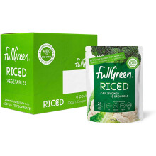 Fullgreen, Riced Cauliflower and Broccoli, 100% Veg, shelf-stable, no preservatives, vegan, keto and 87% lower-carbs than rice! - case of 6x 200g pouc