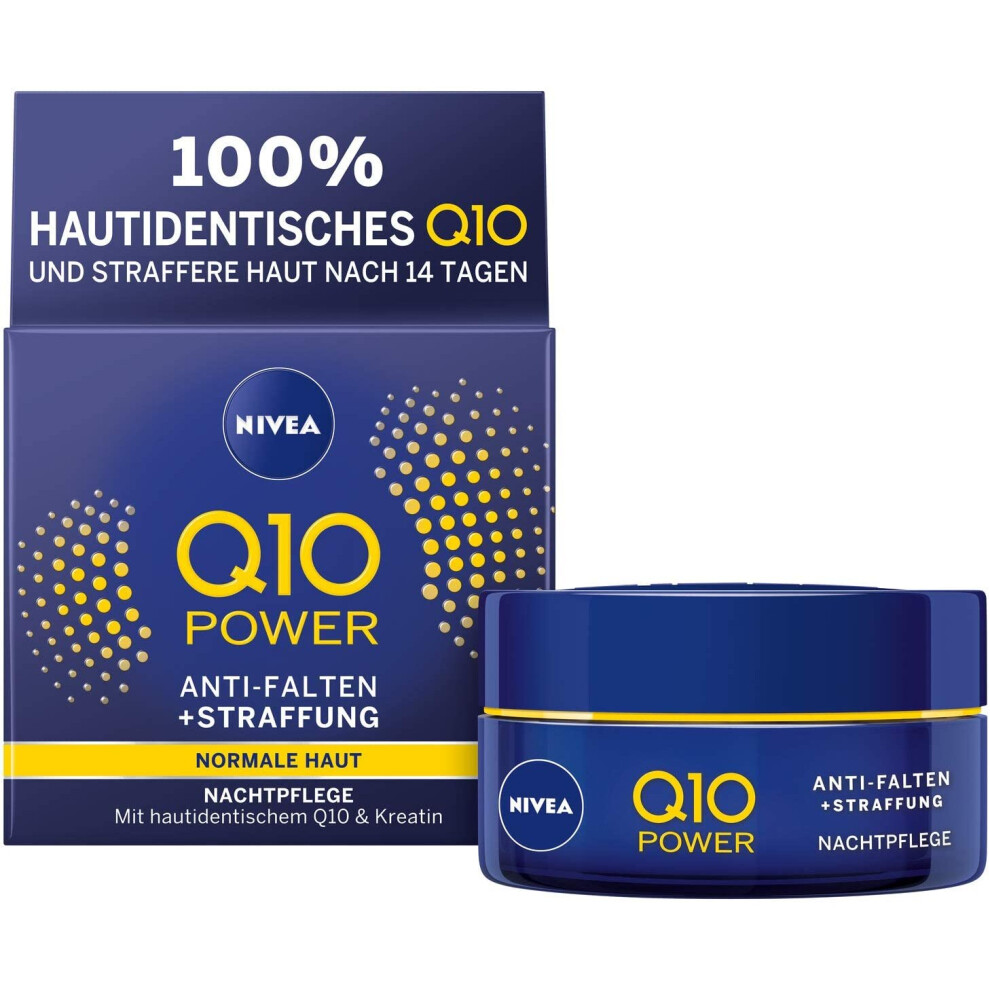 NIVEA Q10 Power Anti-Wrinkle + Firming Night Cream for Younger Looking Skin in 1 Pack (1 x 50 ml) Regenerating Night Cream Face Cream for Intensive Mo