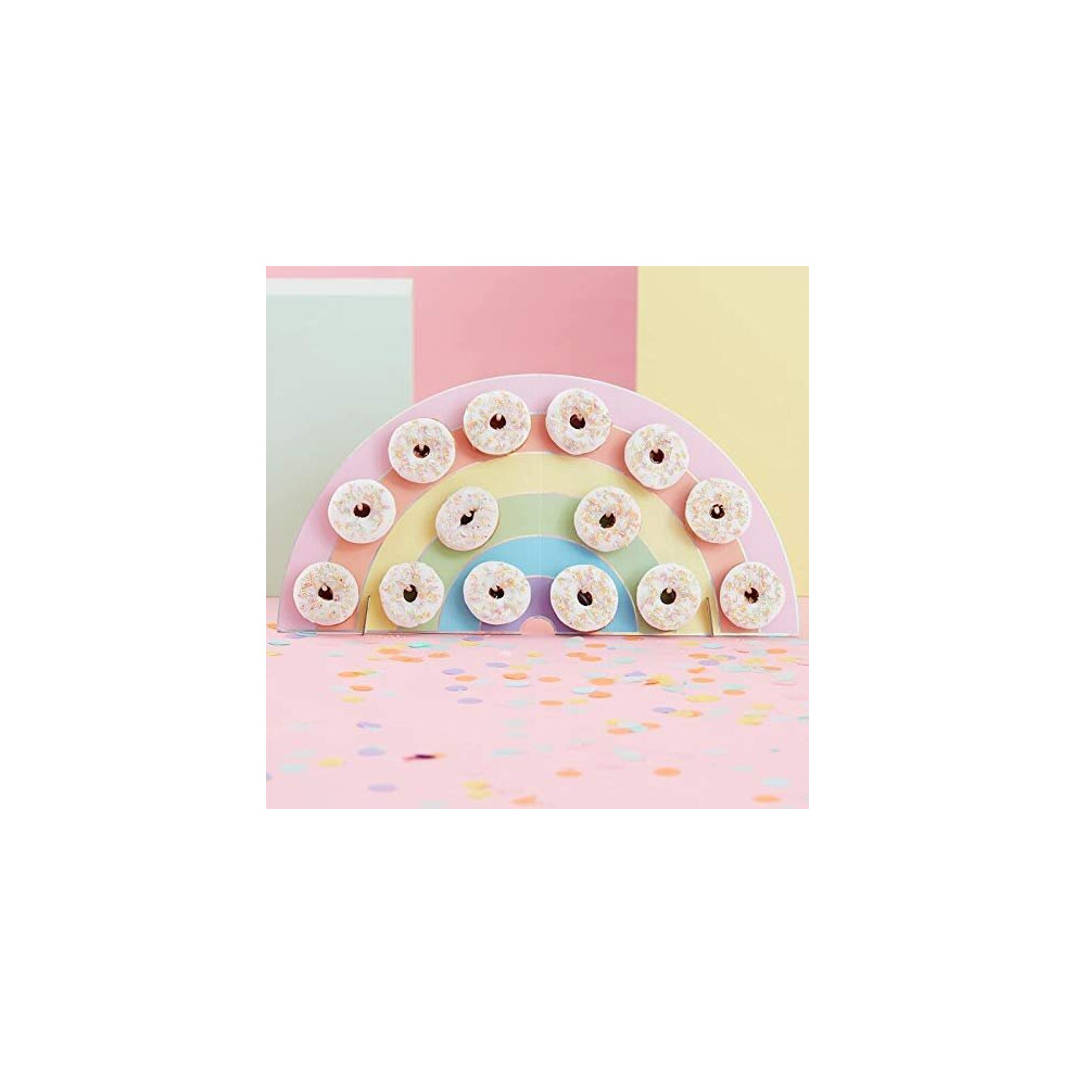 Ginger Ray Rainbow Kids Party Donut/Doughnut Wall Alternative Birthday Cake Stand Hold 14