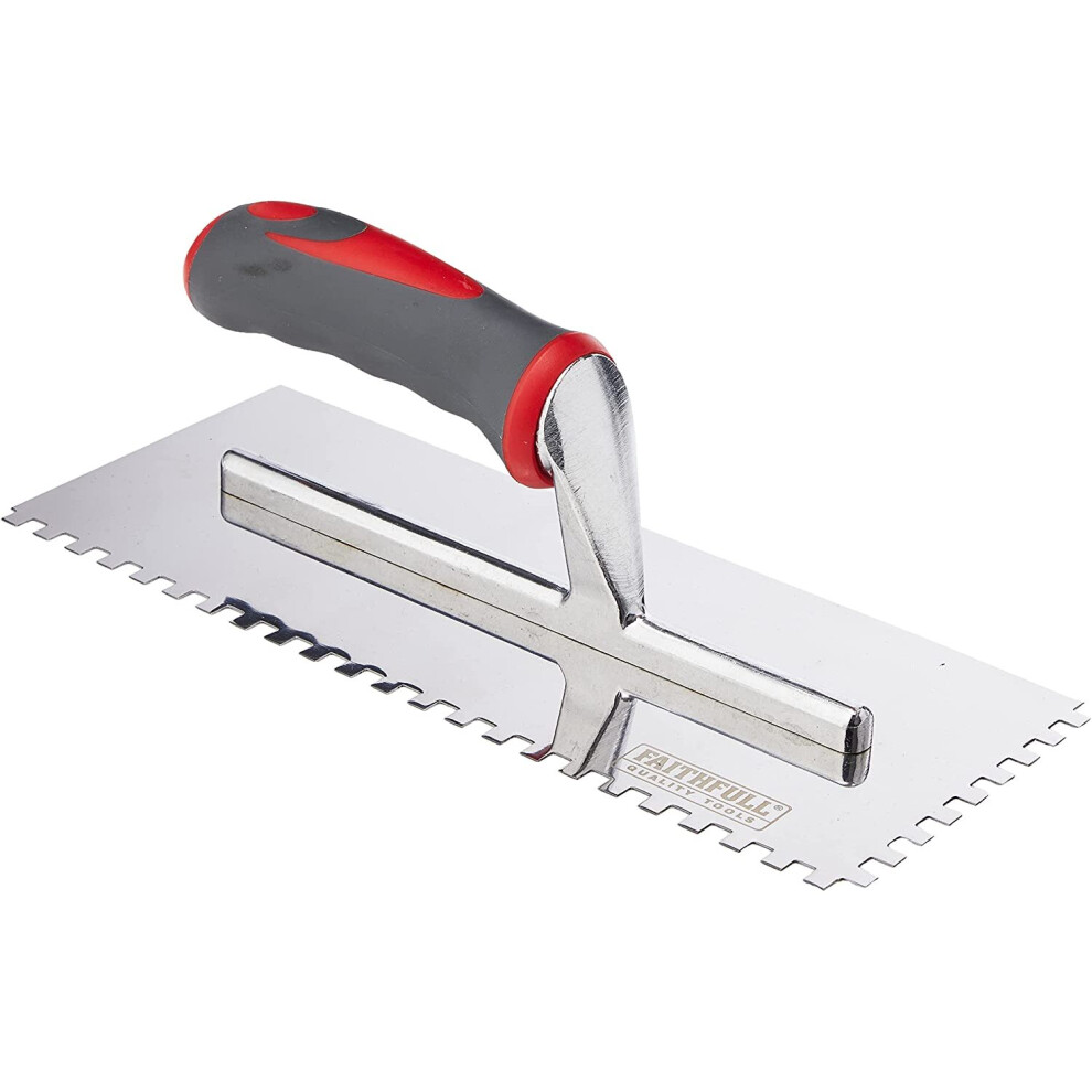 Faithfull SGTNOT6SS Soft Grip Notched Trowel Stainless Steel 11 x 4 1/2-inch