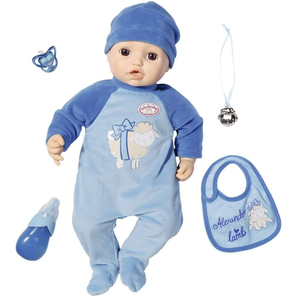 Baby Annabell Doll Alexander 43 cm - Realistic Doll with Lifelike Functions - Soft to the Touch - Eats, Sleep & Cries - Includes Accessories - Ages 3