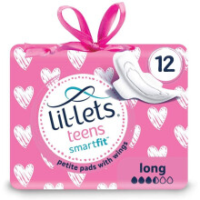 Lil-Lets Teens Long Pads, Petite Pads with Wings, 68 g, 12-Count