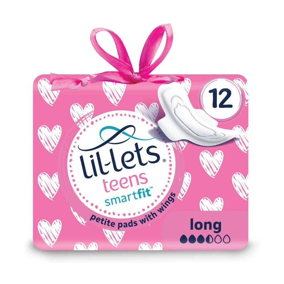 Lil-Lets Teens Long Pads, Petite Pads with Wings, 68 g, 12-Count