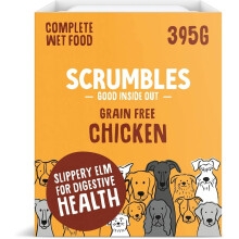 Scrumbles Natural Wet Dog Food, Grain Free Recipe with 70% Chicken and Slippery Elm, 7x 395g