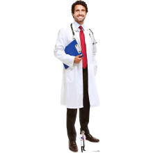 Star Cutouts Ltd SC1584 Male Doctor Lifesize Cardboard Cutout/Display/Medical Professional Height 186cm Width 59cm, Multicolour