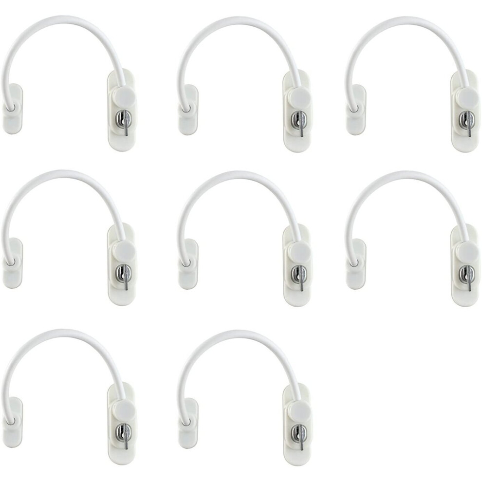Proster White Window Restrictor Locks 8 Packs Security Cable For Child Baby Safety Window Locks Door Locks With Screws Keys