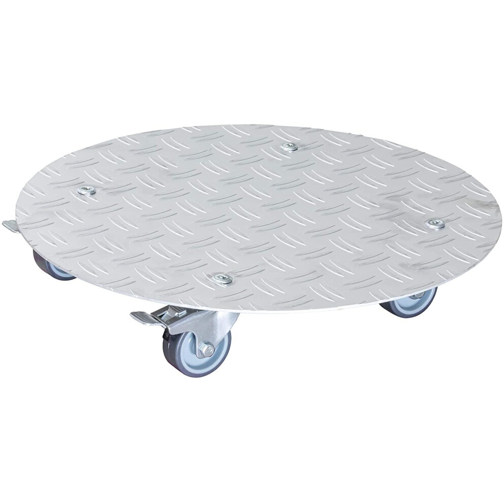 WAGNER Plant trolley ALASKA Ø 38 x 7,5 cm I Flower trolley for indoor + outdoor use I Container trolley made of aluminium I 2 total breaks I Load cap