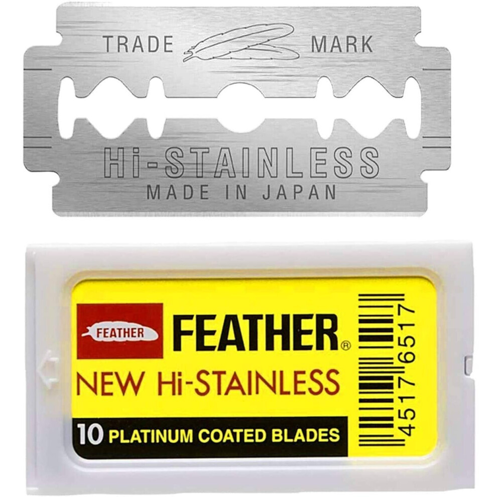 THE SHAVE FACTORY 50 Feather Double Edge Razor Blades + 1 Pack of IHA Styptic Sticks, Yellow