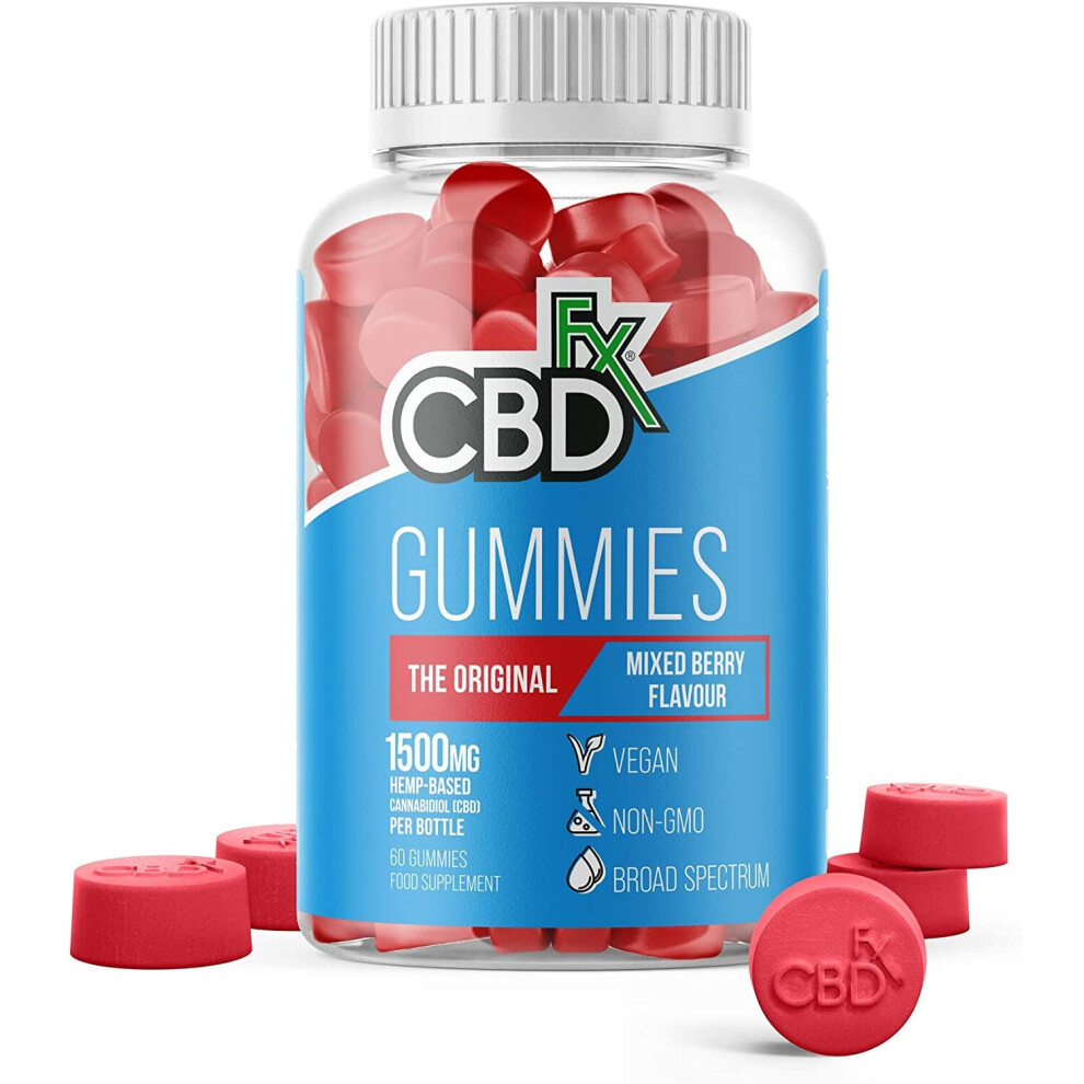 CBDfx Mixed Berry CBD Gummies (60 Gummy Bottle) - 1500mg CBD