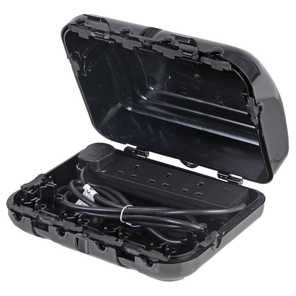 Pro Elec Pl15326pl Ip64 Outdoor Enclosure With 4 Gang 2 M Extension Lead - Black 5051259154643