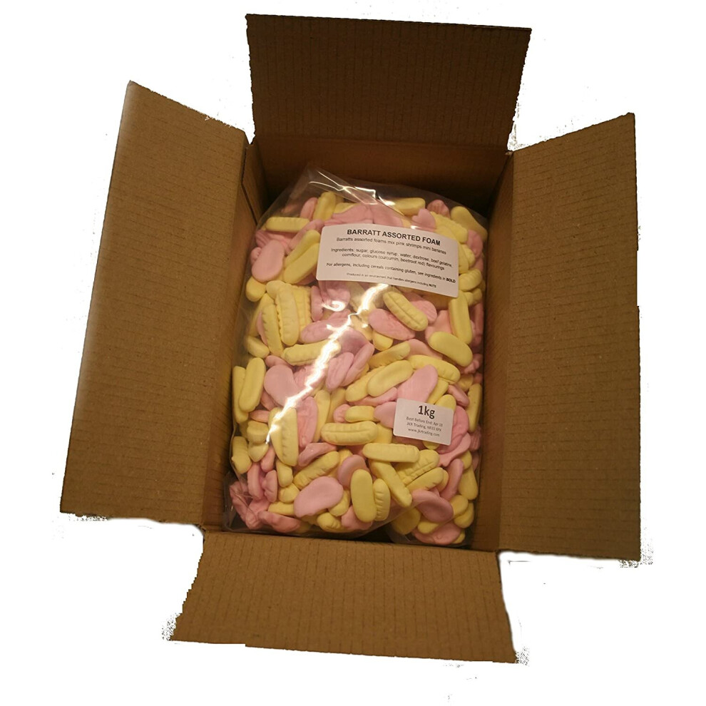 Barratt Assorted Foam Shrimps and Bananas 1kg Bag