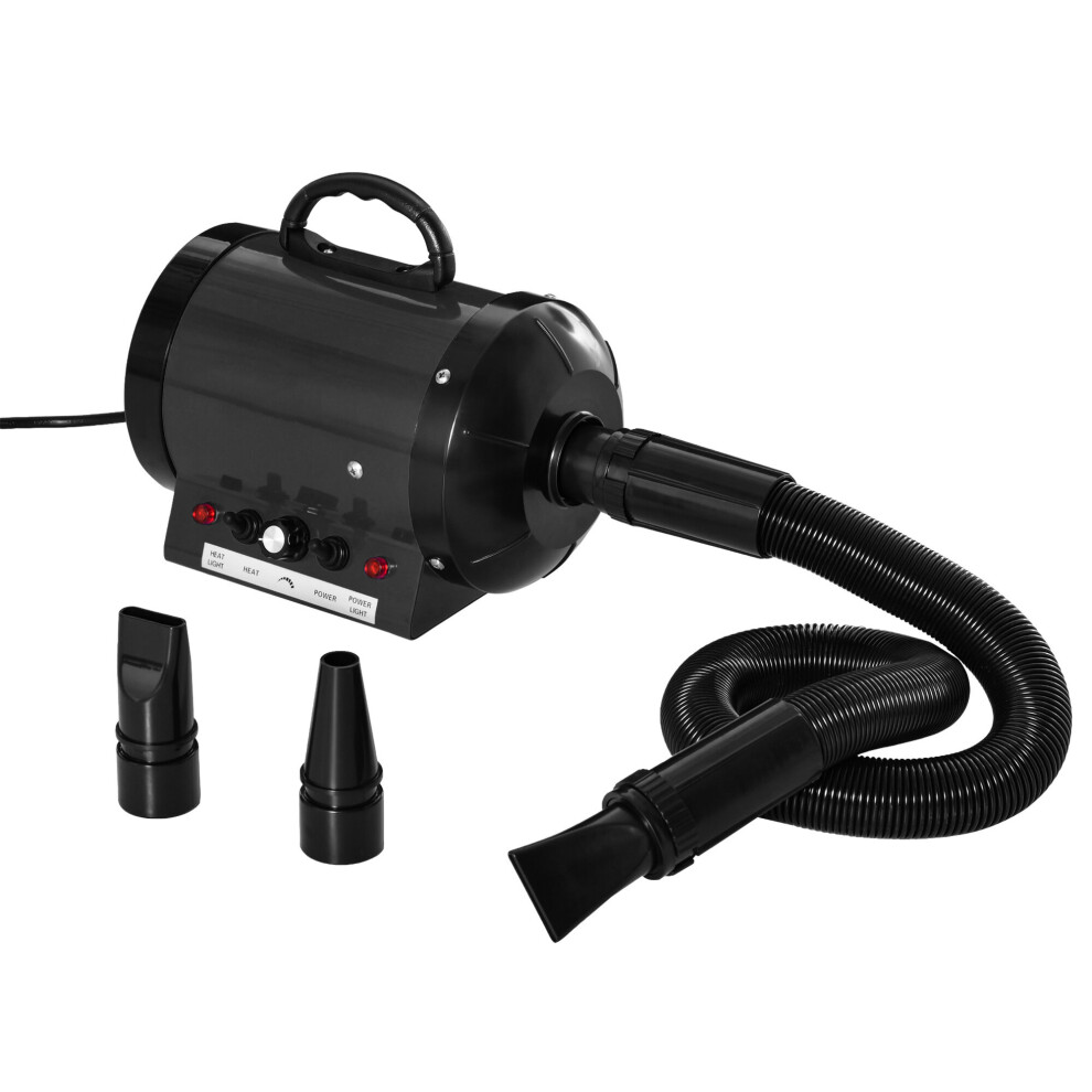 PawHut 2800W Dog Hair Dryer Pet Grooming Blaster Blower Dryer 3 Nozzles, Black