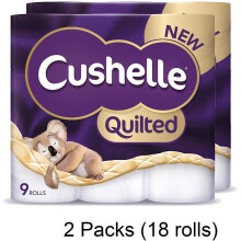 Cushelle Quilted 9 Roll Toilet Roll Tissue Paper (2 Packs (18 Rolls))