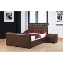 Caxton Storage PU Faux Leather Double Bed Brown