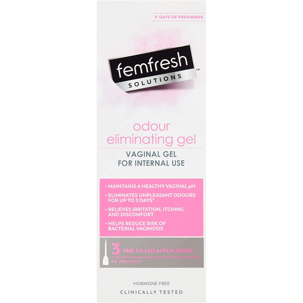 Femfresh Solutions Odour Eliminating Gel, pH Balancing Treatment for Vaginal Discomfort, 3 x 78g Pre-Filled Applicators