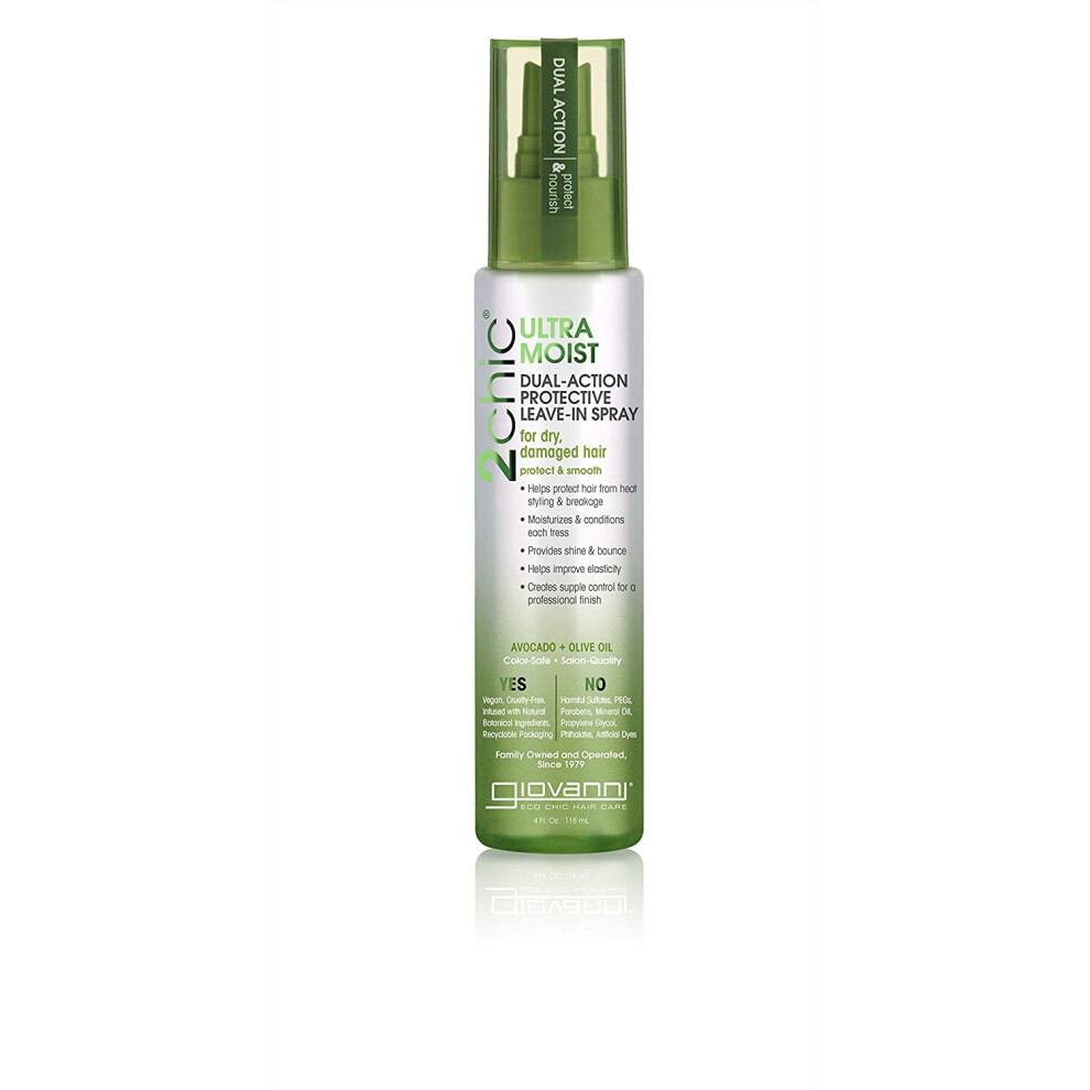Giovanni Cosmetics - 2Chic Avocado And Olive Oil Ultra-Moist Dual Action Protective Leave In Spray, 4 Fluid Ounce