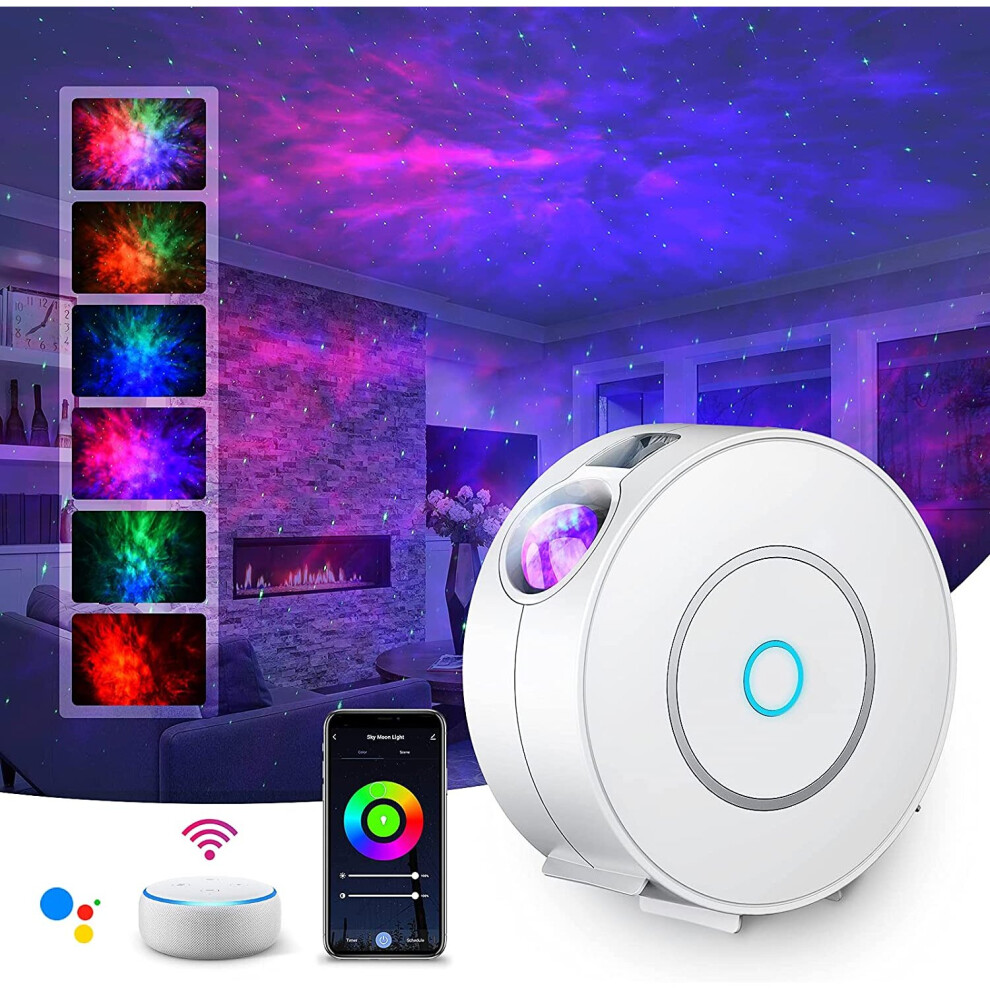 [2021 Upgrade]LED Smart Star Projector, 3D Star light Projector Galaxy, Voice Control/Silent Design Starry Night Light with Alexa&Google Home, for Kid