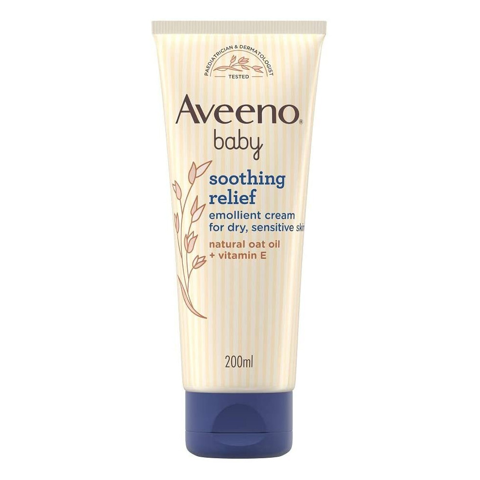 Aveeno Baby Soothing Relief Emollient Cream 200 ml - Suitable for Dry, Sensitive Skin Prone to Irritation [Packaging May Vary]